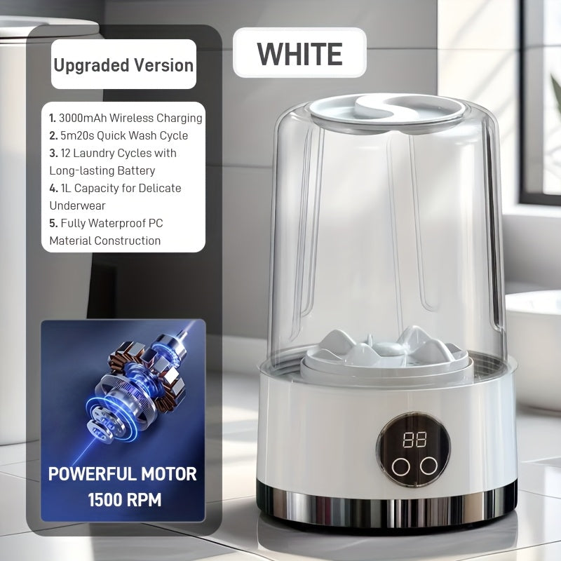 MiniTvätt Pro™ Portabel minitvättmaskin | trådlös kapacitet på 1 liter med två tvättlägen
