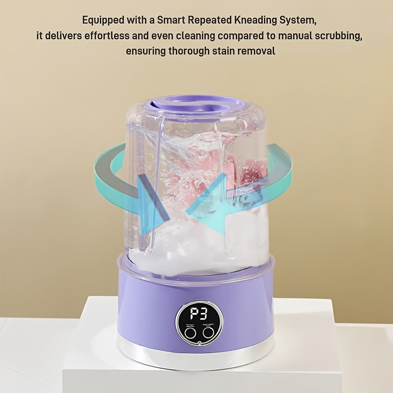 MiniTvätt Pro™ Portabel minitvättmaskin | trådlös kapacitet på 1 liter med två tvättlägen