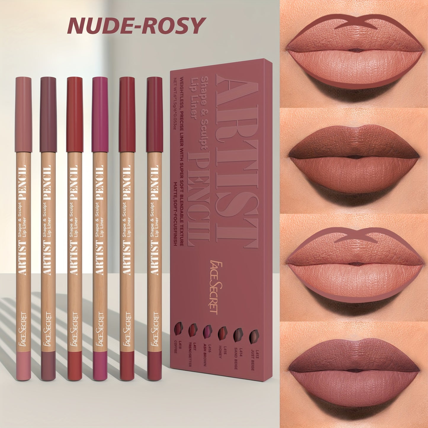 Artist Lip Liner 6-Delars Set | Forma, Skulptera och Framhäva med Precision