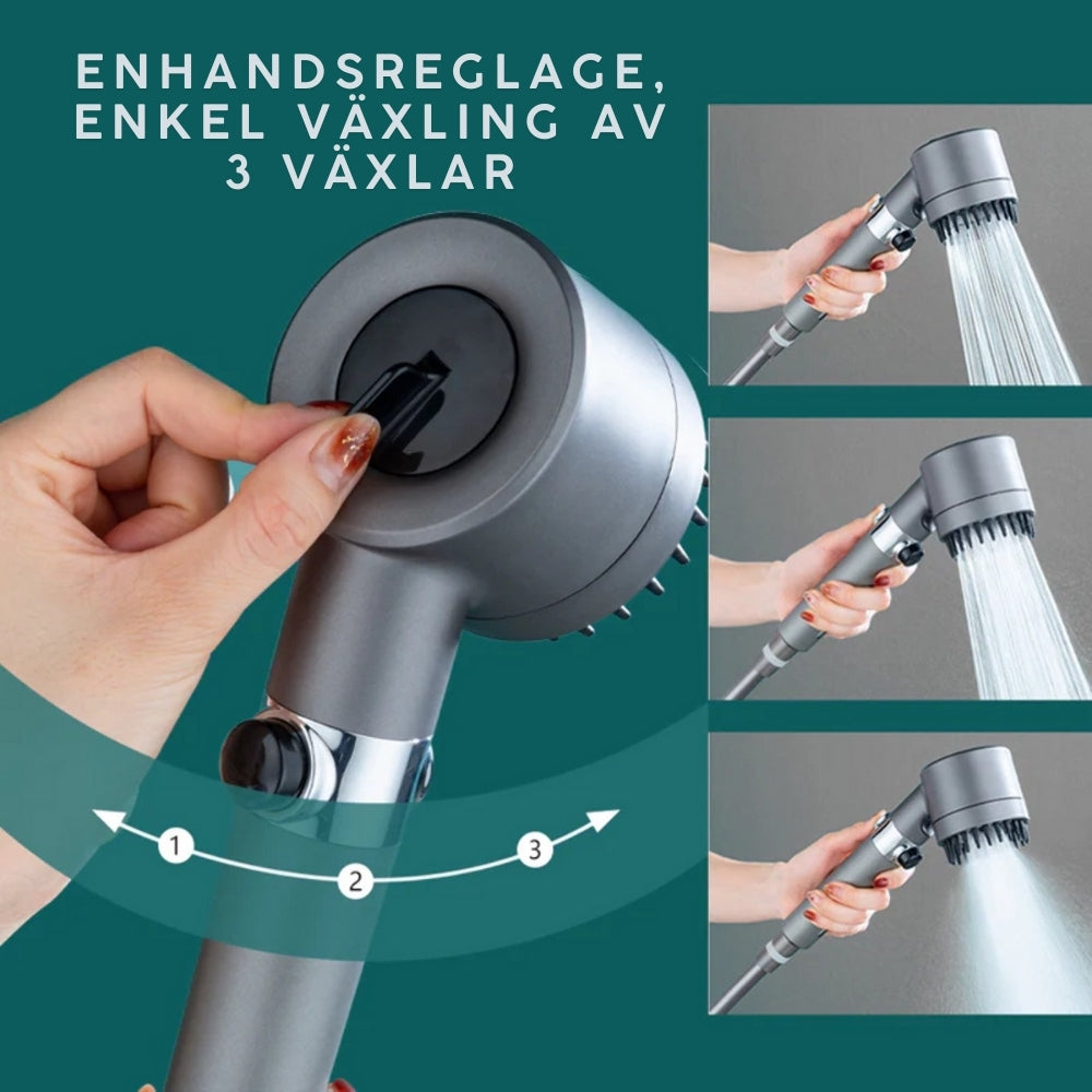 Högtrycksduschhuvud - 3-läges massage justerbar spray med filter