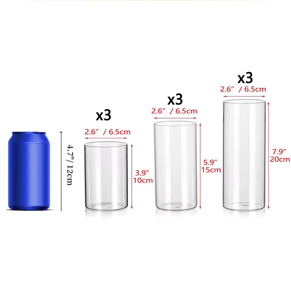 Cylindriska Glasvaser – 3/6/9-Pack