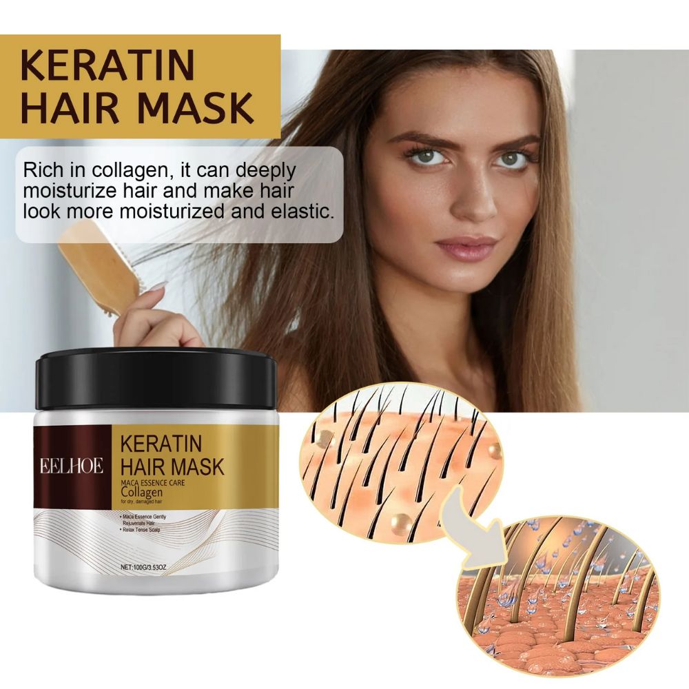 Keratin Hårmask - Djupbehandling och Glansboost