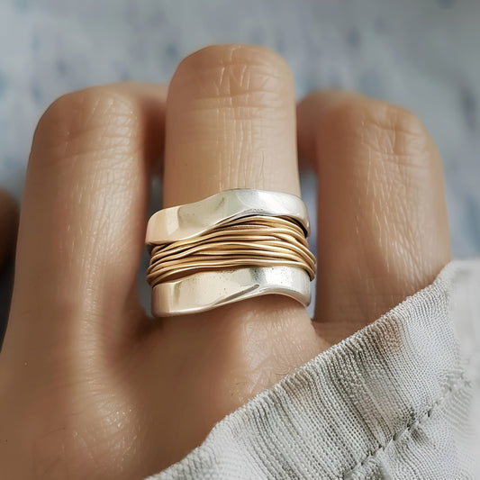 Stella | Sølv & Guld Trådring