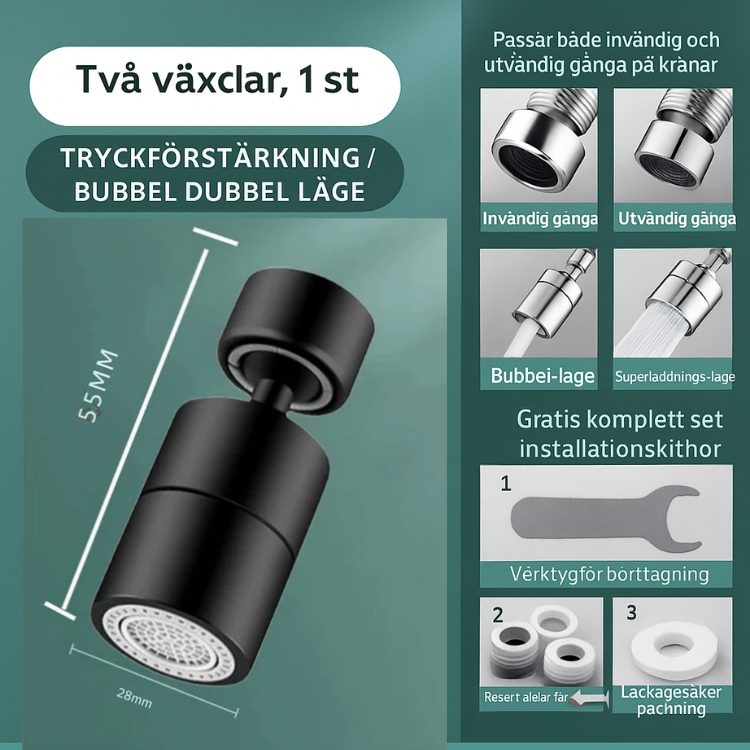 FlexiStröm | 360-graders kranutlopp