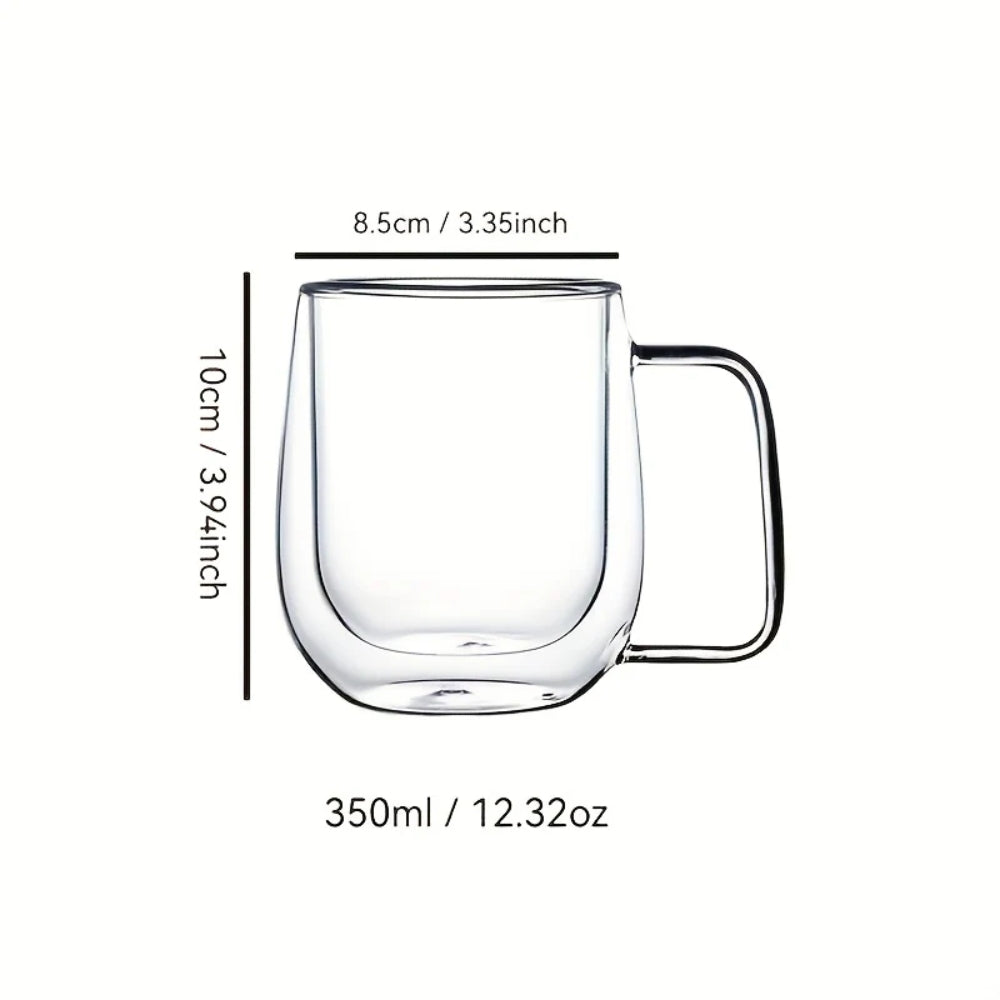 Kaffemuggar i klart dubbelväggigt glas - isolerade muggar för varma och kalla drycker