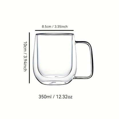 Kaffemuggar i klart dubbelväggigt glas - isolerade muggar för varma och kalla drycker
