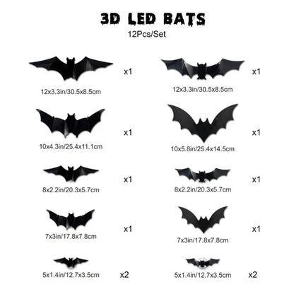 NightGlow™ LED 3D-Fladdermöss – Glödande Halloweendekor som Sticker ut