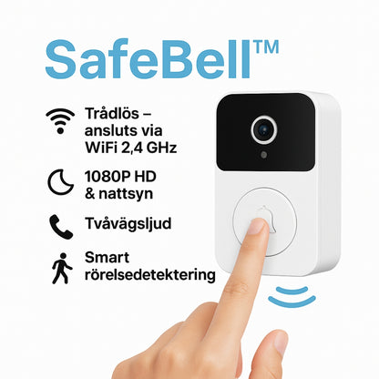 SafeBell™ HD Videodörrklocka | Se, Tala, Säkra på distans