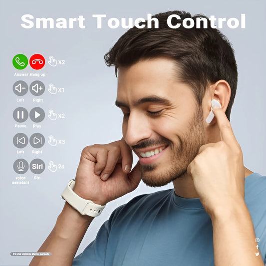 Trådlösa 5.3 Bluetooth-öronsnäckor - låg latens för spel och 20 timmars speltid